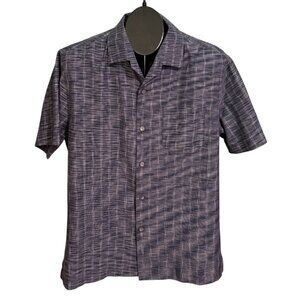 Tommy Bahama Silk Camp Shirt Men's M Blue White Short Sleeve Button Up EUC